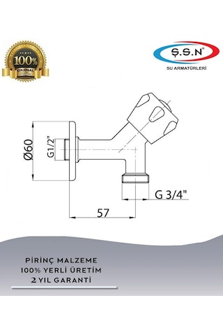Şahinler Klasik Çamaşır, Bulaşık Makina Musluğu - %100 Prinç Krom