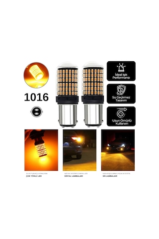 Carub Ampul 12v 1016 144 Led Şeffaf Oto Geri Vites Ampulü Fren Stop Sis Sinyal Lambası Turuncu Br0404032