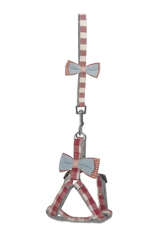 Markapet Köpek Göğüs Tasma Seti Ekose Desenli Papyonlu 1.5 CM 35-48 CM Kırmızı