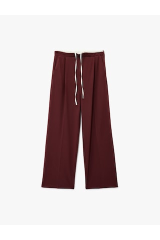 Koton Cepli Pile Detaylı Beli Bağcıklı Geniş Paça Kumaş Pantolon Bordo 6wak40185pw Bordo