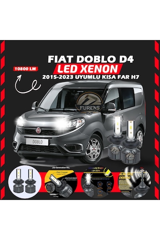 Fiat Doblo D4 2015-2023 Kısa Far Uyumlu Şimşek Etkili Led Xenon Premium Series H7