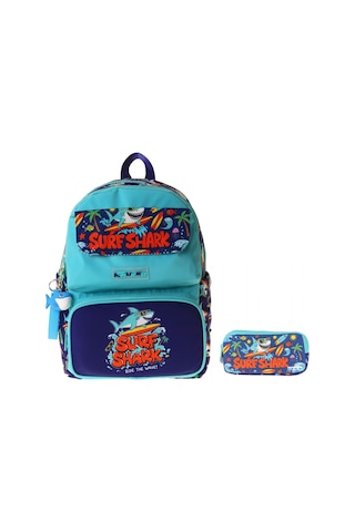 Kaukko Kids Surf Yeşil - Lacivert Erkek Çocuk İlkokul Sırt Çantası Ve Kalem Çantası Seti - Setkk-l5354c Çok Renkli