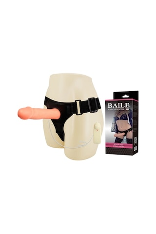 Truva Shop Baile 20 CM Belden Bağlamalı Strapon Titreşimli İçi Boş Protez Penis