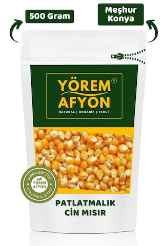 Yörem Afyon Meşhur Konya Organik Tarım Mahsulü Patlayan Mısır, Cin Mısır Zea Mays 500gr.