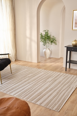 Kaşmir Halı Iskandinav Frode Beige 100X300 CM Salon Mutfak Halısı Yolluk Kilim