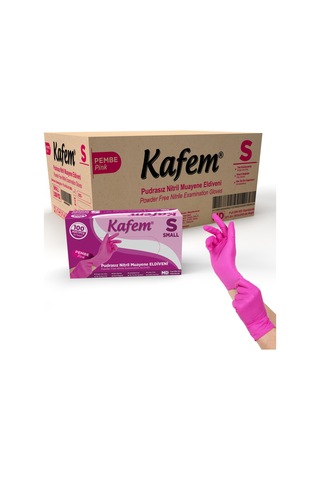 Kafem Pembe Nitril Eldiven Pudrasız S 100 Lü X 20 Paket Koli