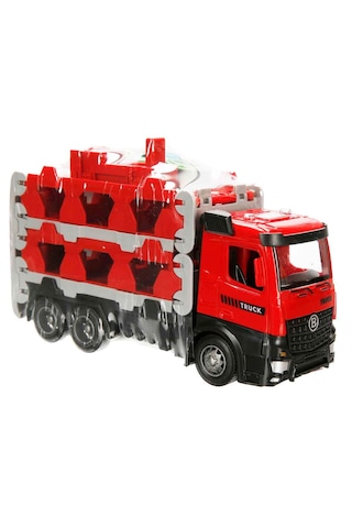 Maxx Wheels Sürtmeli Taşıyıcı Kamyon Fırlatıcılı Araçlı Açılıp Kapanabilen Taşıyıcı Tır Kırmızı