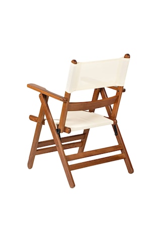 Marmaris Katlanır Ahşap Bahçe Seti: 70X120 Masa +4 Pvcli Sandalye Beyaz