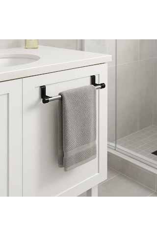 Lunoart Mutfak & Banyo İçin Metal Havluluk Montajsız Kapak Askısı Gümüş - Siyah