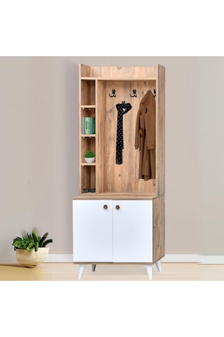 İnci Portmanto Askılıklı - Atlantik Çam - Beyaz Atlantik Çam - Beyaz