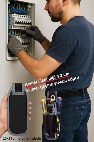 Bel Tipi Alet Çantası Hırdavat Çantası Takım Çantası Bez Takım Çantası İnşaat İşçileri,elektrikçiler Siyah