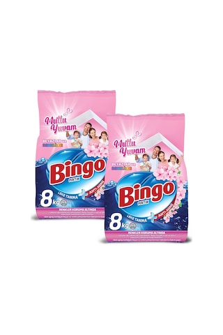 Bingo Matik Mutlu Yuvam Renkliler ve Beyazlar için Toz Çamaşır Deterjanı 2 x 8 KG