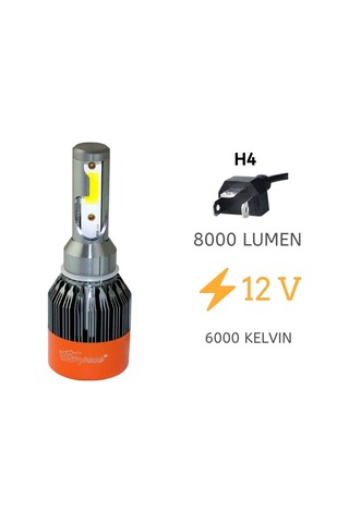 Led Far Ampulü Beyaz 48W 12V 8000Lm H4 Laam91