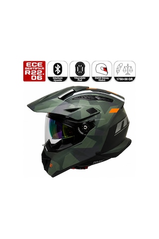 Fr805 Solda Cross Motosiklet Kaskı Güneş Vizörlü Enduro Full Face Kask Çok Renkli