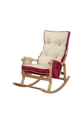 Evoke Lüx Ahşap Çift Minderli Çift Cepli Sallanan Sandalye Fuşya-krem Fuşya - Krem