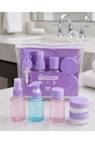 Şeffaf Seyahat Dolum Şişesi Seti 5 Parça Kozmetik Organizer - Lisinya