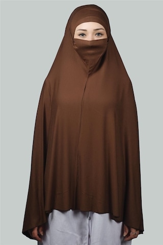 Altobeh Hazır Türban Peçeli Pratik Eşarp Tesettür Nikaplı Hijab - Namaz Örtüsü Sufle (5XL) - Çikolata
