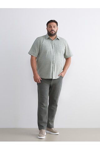 Lcwaıkıkı Classic Haki Büyük Beden Regular Fit Kısa Kollu Erkek Gömlek