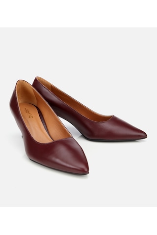 Hotiç Kadın Deri Bordo Esnek Tabanlı İnce Topuklu Stiletto