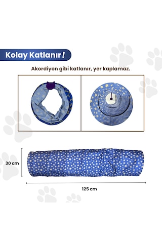 Miyav Yıldız Desenli Uzun Kedi Tüneli 125 Cm