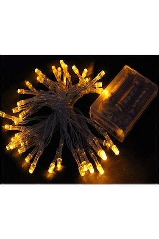 CajuArt Dekoratif 5 Metre Günışığı Sarı Renk Pilli Şeffaf İp Led Lamba