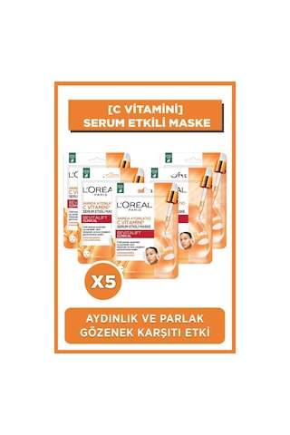 L'Oréal Paris Anında Aydınlatıcı C Vitamini Serum Etkili Maske 5'li