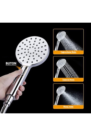 3 Fonksiyonlu Butonlu Duş Seti Eca Model Mafsallı Duş Seti 3 Katm Krom