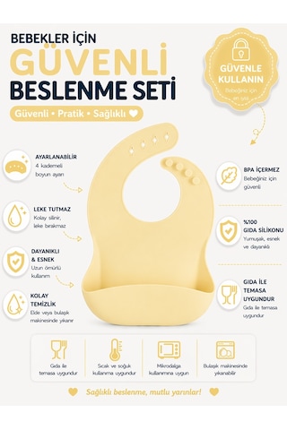 Jojobebek Çocuk Silikon Mama Önlüğü (SARI RENK)
