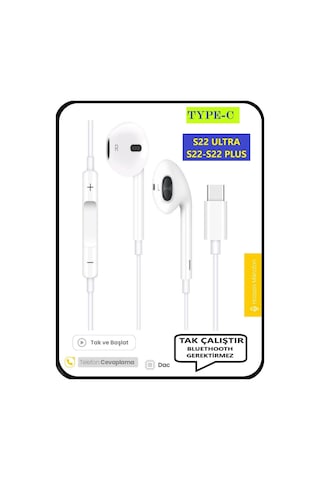 Galaxy Uyumlu S22 Ultra S22 S22 Plus Kulaklık Type C Kulaklık Kablolu Tak Çalıştır Diğer