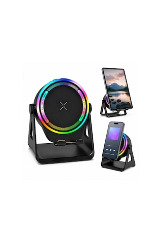 Platoon Pl-4676 Bluetooth Wireless Speaker Hoparlör 5w Usb Şarjlı Rgb Işıklı Telefon Tutacak Bt Sd