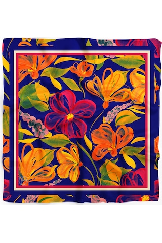Coral Flower Desen 55x55cm Bandana/fular Çok Renkli