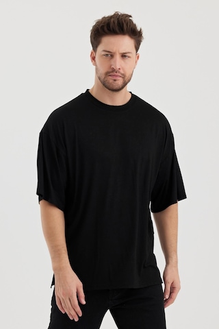 Alexander Gardi Alexandergardı Yırtmaçlı Basic Oversize T-shirt Un-70418 Siyah