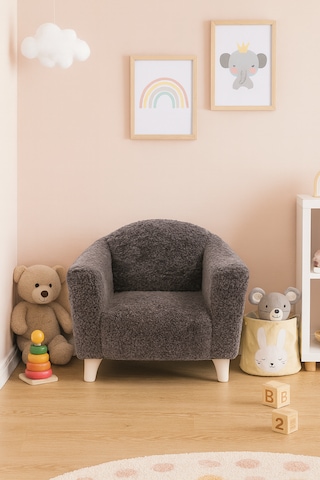 Teddy Dokulu Mini Çocuk Koltuğu Antrasit Gri