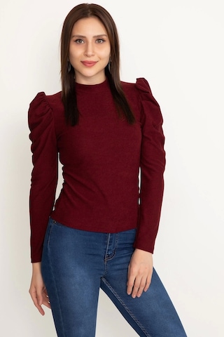Prenses Kol Bluz Bordo W3125 Bordo