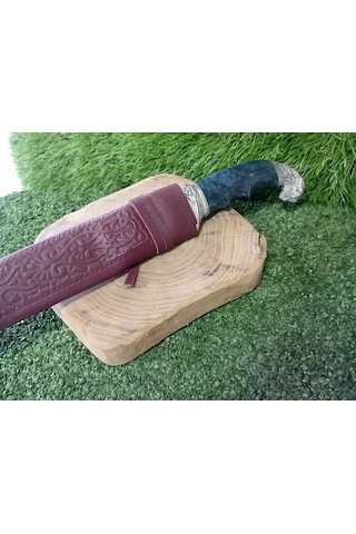 Tctknives Damascus Serisi El Yapımı Av Kamp Bıçağı Şahin Gümüş - Mavi