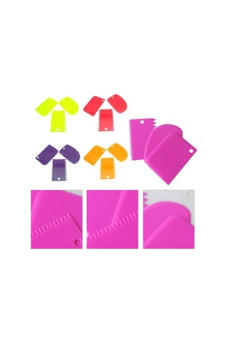 3 Adet/takım Plastik Hamur Buzlanma Fondan Kazıyıcı Kek Pişirme Pasta Araçları Düz Kenar Spatula Kesiciler