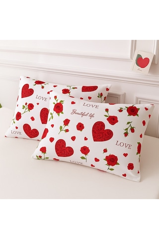 Lionas Desenli Pamuklu Kalpli Desen Yastık Kılıfı 2 Adet 50 X 70 Cm Gri