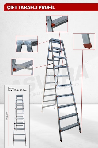 Asvera 10+10 Çift Çıkışlı Profil Merdiven