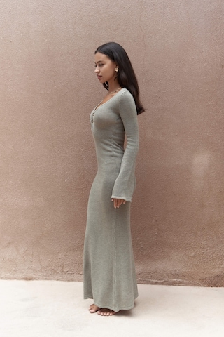 Ortensia Metal Detay Haki Uzun Triko Elbise Haki