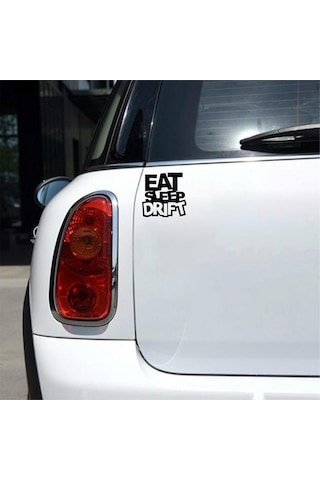Eat Sleep Drift Araba Sticker Siyah 16x16 Cm