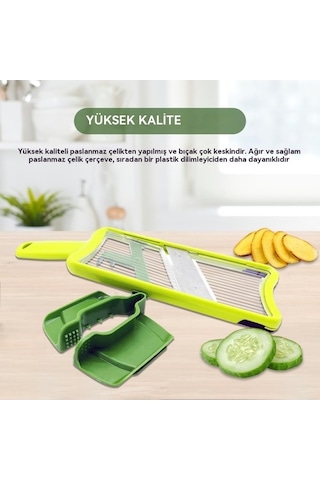 Createtech Çok Elli Ayarlanabilir Paslanmaz Çelik Mandolin Dilimleyici Konforlu Kavrama İle Meyve Sebzeye Hızlı Dilimleyici Rende Diğer Diğer