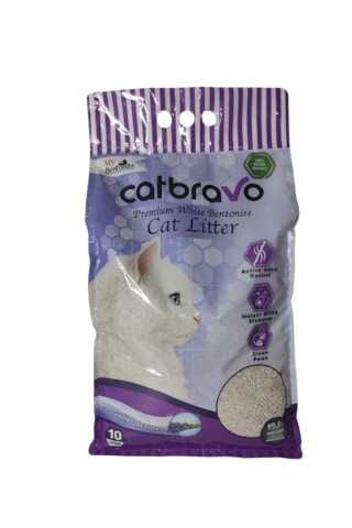 Catbravo Doğal Bentonite- Süper Topaklanan Lavanta Kokulu Kedi Kumu 10 Lt