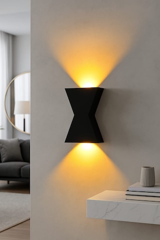 3d Design Zaman Pilli Dekoratif Duvar Aydınlatması Aplik Gece Lambası 1 Adet Siyah