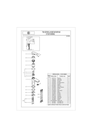 Ar Fia Tek Gövde Lavabo Bataryası 102108962