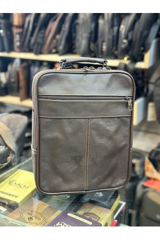 Trg Polo Hakiki Deri Kahverengi Erkek El Çantası Kahverengi