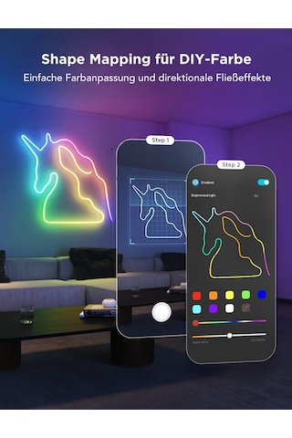 Govee Neon Halat Işık 2, Rgbıc Neon Led Şerit 3m, Şekil Haritalamalı, Dıy Tasarımı, Smartthings İle Uyumlu, Matter, Alexa Ve Google Assistant, Yatak Odası Oyun Duvar Dekorasyonu İçin, Beyaz Siyah