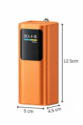 100w Ultra Hızlı Powerbank 20.000mah Usb-a Type-c Çıkışlı Telefon Tablet Notebook Alüminyum Taşınabilir Hızlı Şarj Cihazı Turuncu