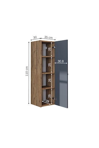Ada Banyo Dolabı Mat Suntalam 110 Cm Banyo Boy Dolap Atlantik - Antrasit