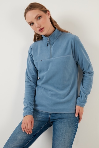 Lela Slim Fit Yumuşak Dokulu Anti-Pilling Tüylenme Yapmayan Yarım Fermuarlı Bayan Polar 5907000 Açık Mavi