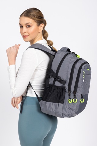 Fermuarlı Geniş Bölmeli Spor & Okul Sırt Çantası Hafif, Ergonomik Ve Dayanıklı Tasarım - Gri Gri